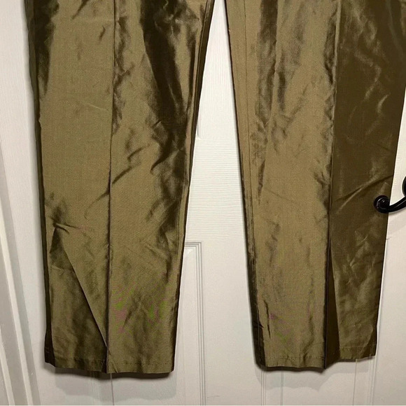 Connie Robertson 100% Silk Olive Green Suit Pants - Picture 6 of 11